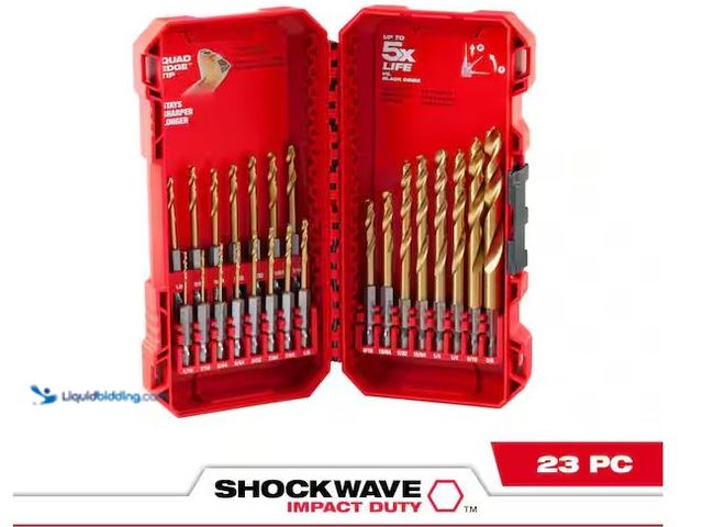 Lot 49-1576924 - Milwaukee SHOCKWAVE IMPACT DUTY Titanium Twist Drill Bit Set (23-Piece) Model # 48-89-4631, Unused  ...