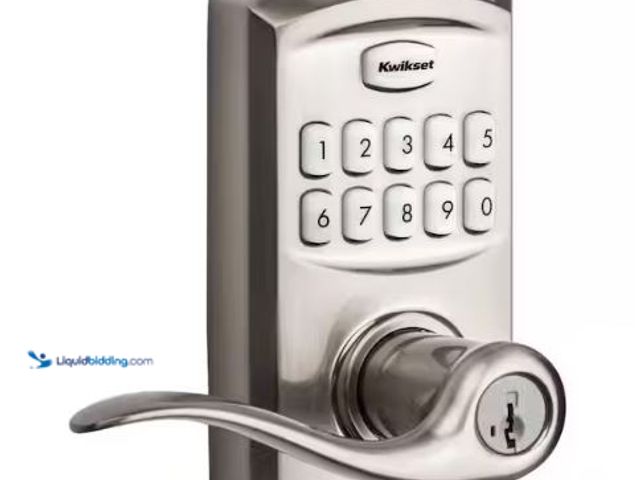 Lot 49-1610568 - Kwikset Smart Code 917 Satin Nickel Keypad Electronic Single-Cylinder Tustin Door Handle Featuring S...