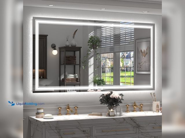 Lot 49-3532420 - 66x36 LED Bathroom Mirror, Lighted Mirror for Bathroom Wall, Backlit and Front lit, Dimmable, Anti-F...