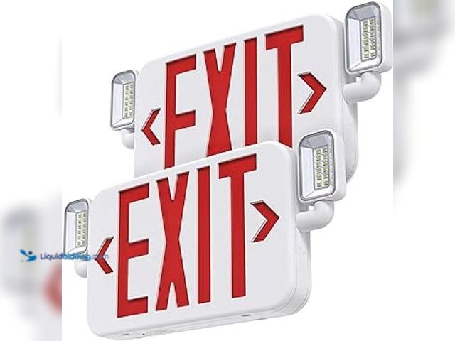 Lot 49-5461092 - Led Combo Emergency Exit Sign Light with Two Adjustable Head Lights and Backup Battery Exit Light,US...