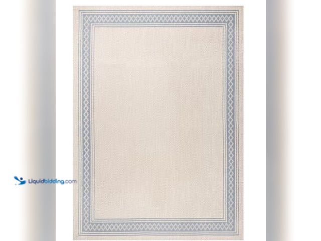Lot 49-1631152 - JONATHAN Y Lucia Classic Diamond Border Cream/Blue 4 ft. x 6 ft. Indoor/Outdoor Area Rug, Model # VS...