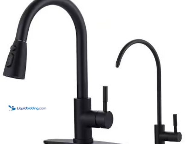 Lot 49-1517222 - Single Handle Pull Down Sprayer Kitchen Faucet with Water Filter Faucet in Matte Black, Model # 2310...