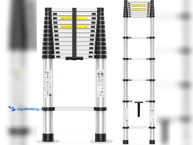 Lot 49-5546104 - 16.5FT Telescoping Ladder, Aluminum Heavy-Duty Extension Ladder | 330lb Capacity, Anti-Slip Steps, S...