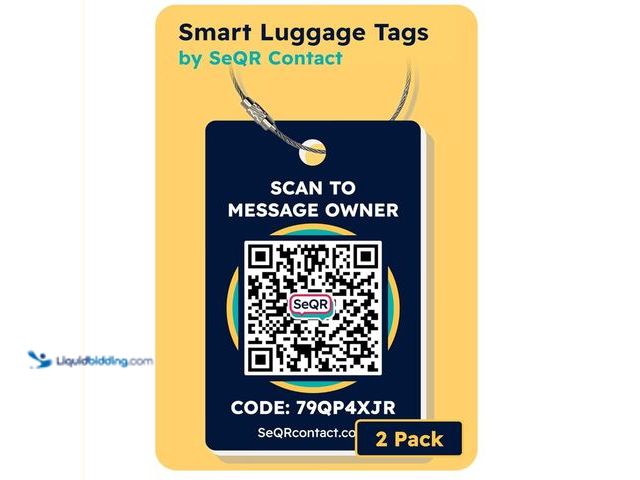 Lot 49-3433299 - Lot of (8) pcs. Smart Luggage Tags | Privacy QR Code Luggage Tag Keeps Personal info Private | Custo...