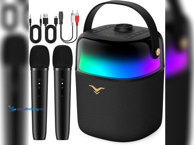 Lot 49-5437176 - Karaoke Machine for Adults & Kids, Portable Bluetooth Speaker with 2 Wireless Microphones, 80W Peak ...