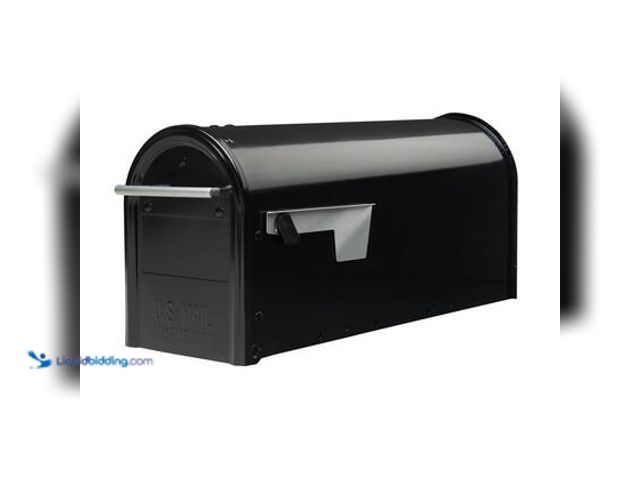Lot 49-5572210 - Architectural Mailboxes Franklin Black, Medium, Steel, Post Mount Mailbox with Satin Nickel Handle. ...