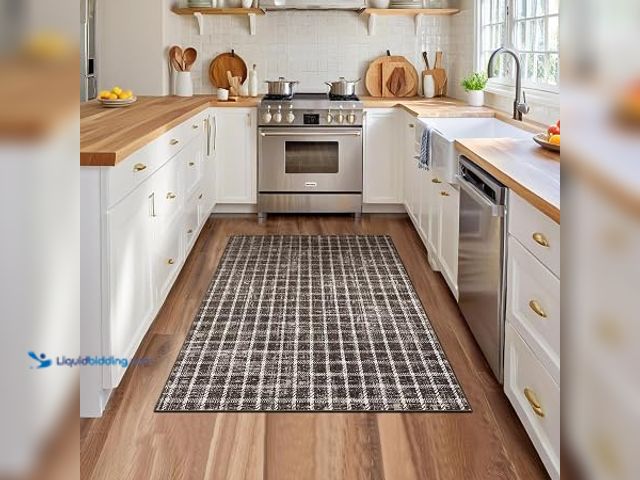 Lot 49-2025626 - ROYHOME Modern 4x6 Brown Checkered Rug for Living Room Washable Plaid Rug, Soft Low Pile Non-Slip St...