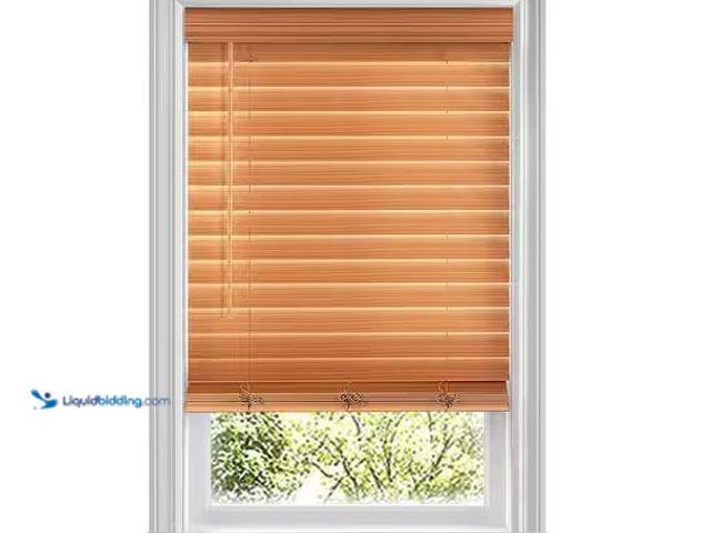 Lot 49-5555513 - Home Decorators Collection
Chestnut Cordless Premium Faux Wood blinds with 2.5 in. Slats - 66 in. W...