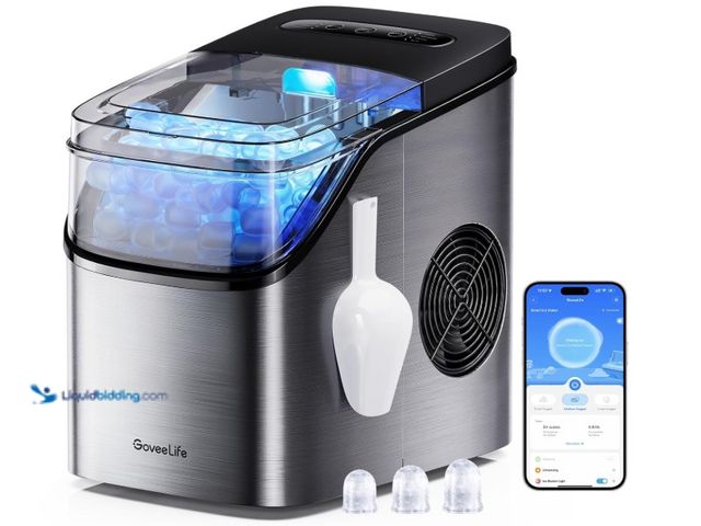 Lot 49-3431889 - GoveeLife Smart Ice Maker Countertop, Portable Ice Machine with Voice Control, 9 Ice Cubes in 6 Minu...