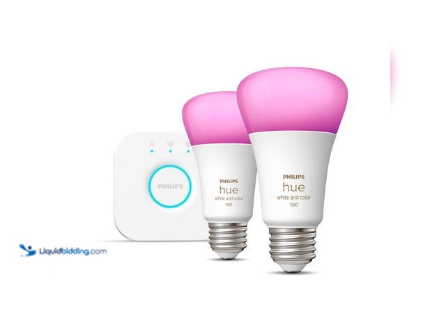 Lot 49-5414462 - Philps Hue 75-Watt Equivalent A19 Smart LED Color Changing Light Bulb with Bluetooth and Smart Bridg...