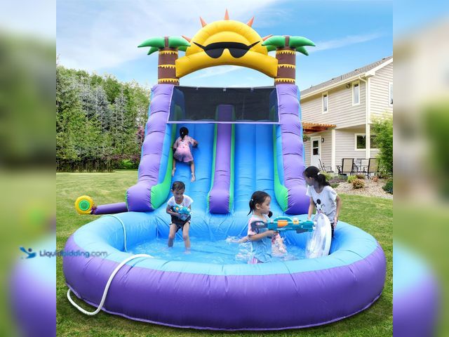 Lot 49-1630724 - 26-Ft Commercial Double Water Slide for Adults & Kids - MSRP $1,195.00 (700lbs Capacity) (12ft Giant...