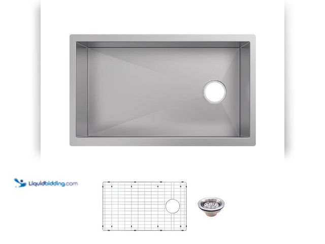 Lot 49-5437211 - Glacier Bay Professional Zero Radius 32 in. Undermount Single Bowl 16 Gauge Stainless Steel Kitchen ...