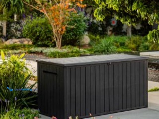 Lot 49-2022970 - Keter 170 Gal. Resin Deck Box Large Indoor/Outdoor Storage, Model # 990388638, MSRP $129.98, Unused,...