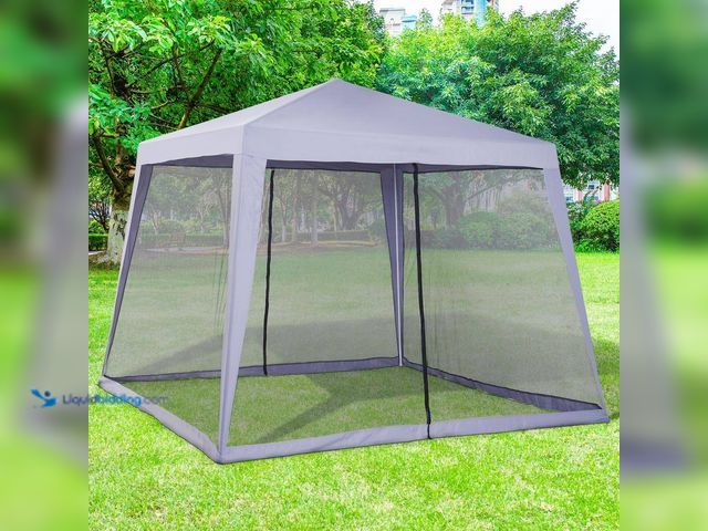 Lot 49-3617654 - Outsunny 10'x10' Outdoor Party Tent Canopy with Mesh Sidewalls- Unused SKU 84C-090GY  Ref#CRS0730