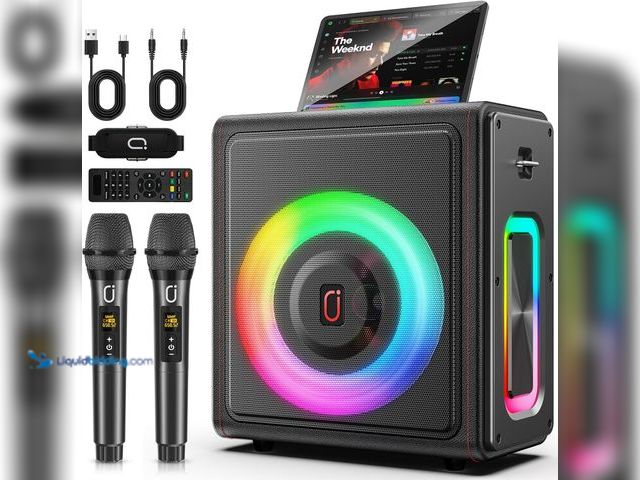 Lot 49-5482165 - Karaoke Machine, Portable Bluetooth 5.3 Speaker with 2 Wireless Microphones for Adults, PA System wi...