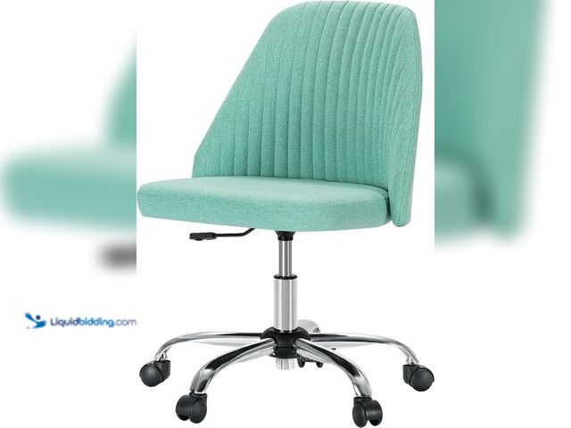 Lot 49-5544226 - Yapamar Modern Fabric Armless Adjustable Swivel Office Desk Chairs with Wheels - Green. Model: B0FHW...