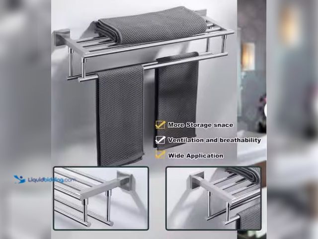 Lot 49-1830868 - 24” Wall Mounted Double Towel Bar in brushed nickel Model 4050102