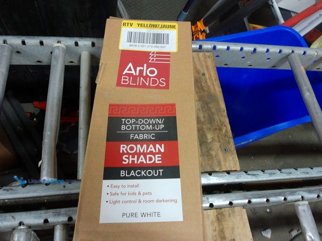 Lot 49-1549282 - Arlo Blinds Pure White Cordless Top Down Bottom Up Room Darkening Fabric Roman Shades 34.5 in. W x 6...