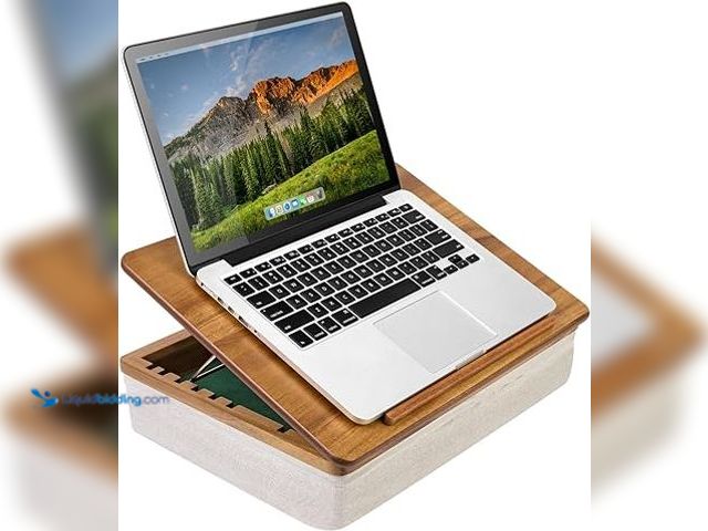 Lot 49-3482674 - ROSSIE Home Acacia Wood Easel Lap Desk with Storage - Natural - Fits up to 17.3 Inch Laptops - Model...