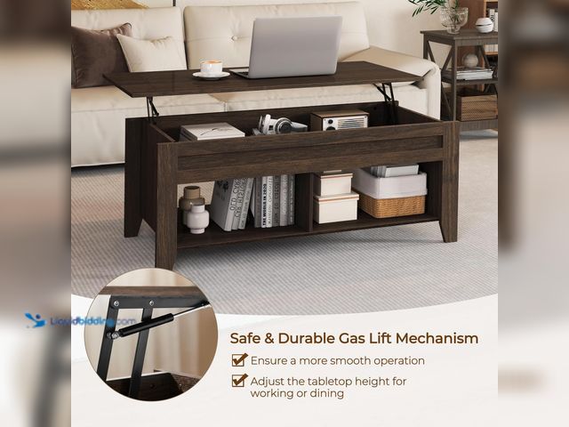 Lot 49-5538960 - Yaheetech Lift Top Coffee Table with Hidden Storage Compartment & Seperated Lower Shelf, Lift Up Cof...