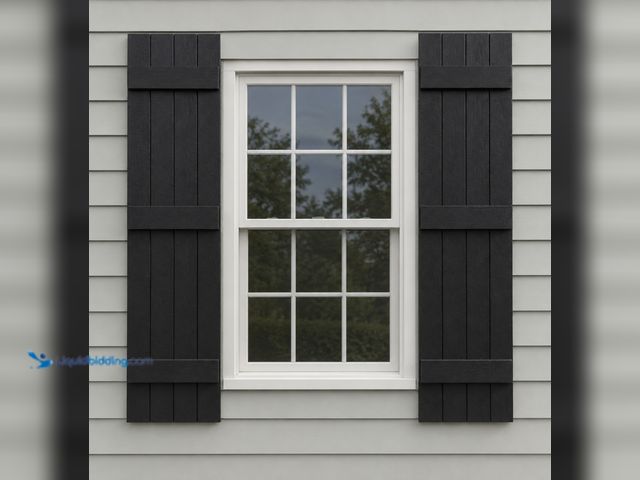 Lot 49-3637939 - Ply Gem 15 in. x 67 in. Polypropylene 4-Board Closed Board and Batten Shutters Pair in White, Model ...