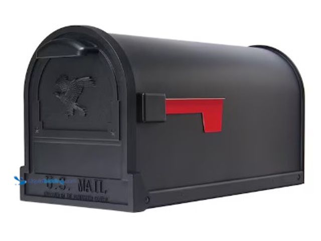 Lot 49-2025048 - Architectural Mailboxes Arlington Textured Black, Large, Steel, Post Mount Mailbox, Model # AR15B0AM...