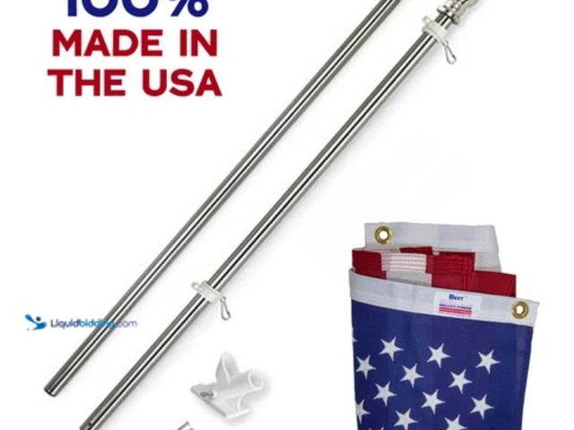 Lot 49-5556911 - 6ft All-American Flag Pole. Used slightly. Scuffs and scratches. Has dents. Has attachment but no ha...