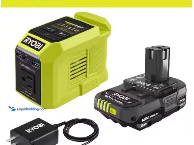 Lot 49-1632002 - RYOBI ONE+ 18V 200-Watt Portable Battery Inverter Power Source and Charger with 2.0Ah Battery Model:...