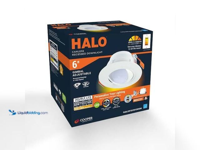 Lot 49-3615944 - HALO RA 6 in. Integrated LED Canless Light Trim, 600 Lumens/900 Lumens, 5-Selectable CCT, D2W, 120-V...