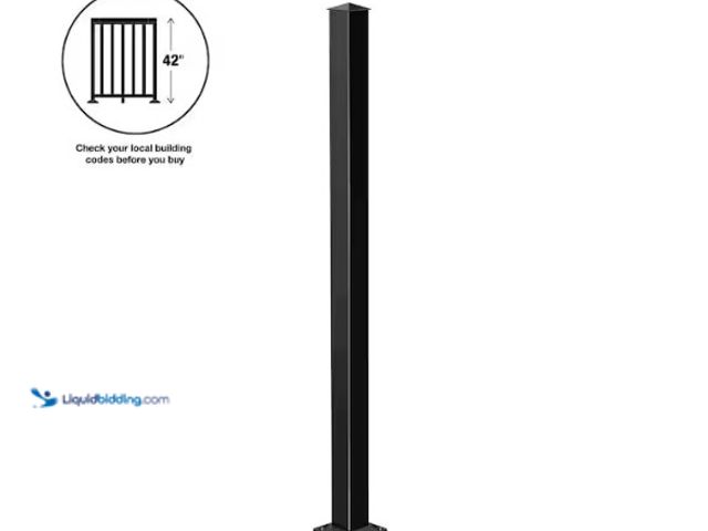 Lot 49-5489162 - PEAK Aluminum Railing 42 in. H x 4 in. W Black Aluminum Deck Railing Stair Post. Model # 50051. New