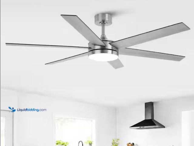 Lot 49-1632082 - Vaczon 60 in. Indoor Integrated LED Nickel Reversible Ceiling Fan with Light and Remote Control Mode...