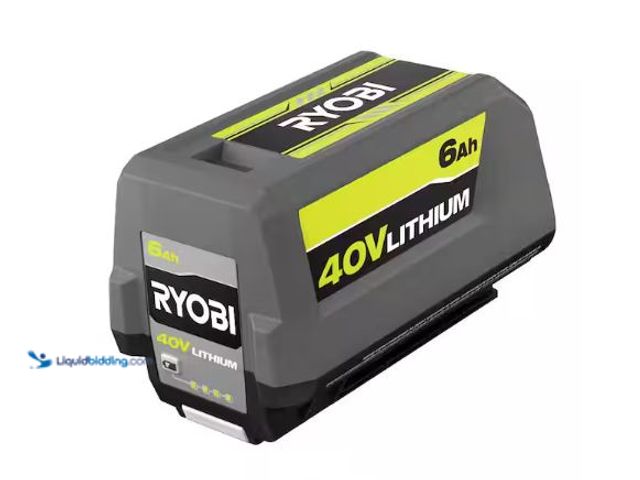Lot 49-1597220 - RYOBI 40V Lithium-Ion 6.0 Ah High Capacity Battery Model # OP40605VNM, Slightly Used, Powers On, Scu...