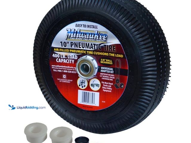 Lot 49-3564486 - QTY 2 - Milwaukee
10 in. Pneumatic Tire. Model # 3339RW. Unused with some attachments