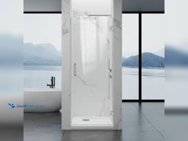 Lot 49-2020922 - Luxury Frameless Pivot Shower Door, 59.5"-60" W x75 H, 3/8" (10mm) Safety Tempered Glass with Dual N...