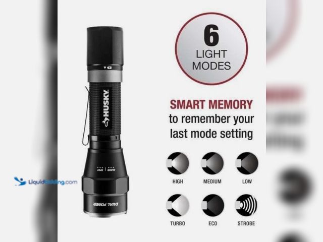 Lot 49-5545337 - Husky 1200 Lumens Dual Power LED Rechargeable Focusing Flashlight, Factory Sealed