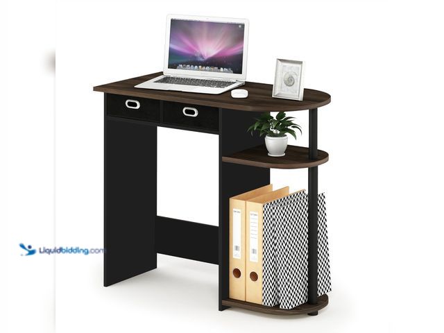 Lot 49-5463399 - Furinno GO GREEN Desk, Gaming Desk with 2 Side Shelves and Storage Bins, Computer Desk, Office Desk ...