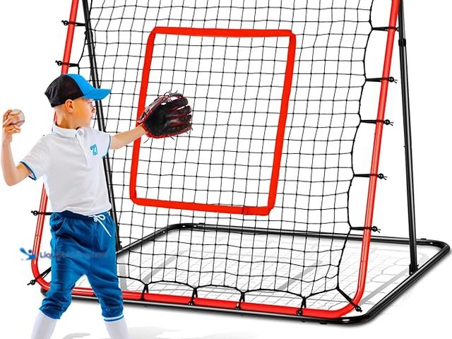 Lot 49-5433787 - 4x4FT Baseball Pitchback Net, 18 Angles Adjustable Soccer Rebounder Net,Pitch Trainer Simulate Groun...