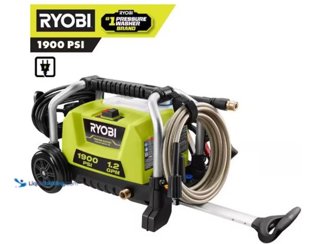 Lot 49-1516657 - RYOBI 1900 PSI 1.2 GPM Cold Water Wheeled Corded Electric Pressure Washer, Model # RY1419MT, unused,...