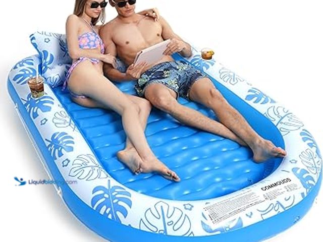 Lot 49-3482687 - Inflatable Tanning Pool Lounger Float with Cervical Pillow - Pool Floats Adult for Sunbathing, Backy...