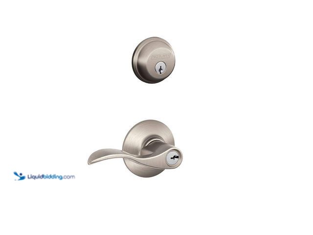 Lot 49-3540142 - Schlage
Accent Satin Nickel Single Cylinder Deadbolt and Keyed Entry Door Handle Combo Pack Unused