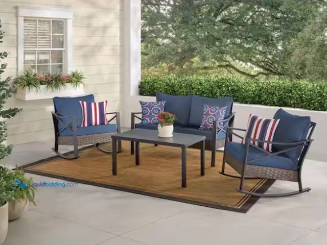 Lot 49-1598957 - (4-Piece) Hampton Bay Mayfield Park 4-Piece Wicker Patio Deep Seating Set With Cushions, Includes 2 ...
