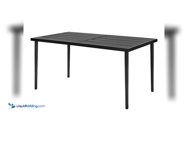 Lot 49-2024167 - StyleWell Tucker Rectangular Steel Slat Top Outdoor Dining Table. Model # GT-13534-SSS. MSRP $199. U...
