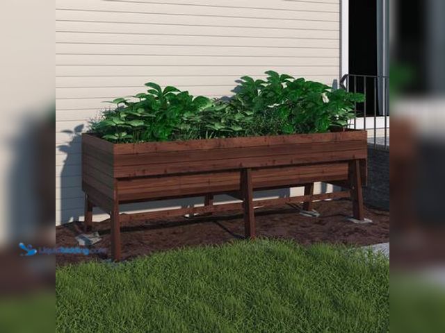 Lot 49-5539739 - VEIKOUS 70.8 in. W x 31 in. D x 29 in. H Oversized Cedar Wooden Raised Garden Bed with Liner, Carbon...