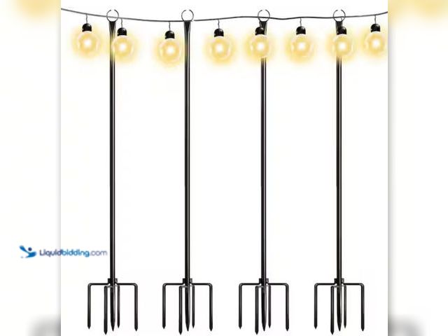 Lot 49-1623477 - WaLensee 9.4 ft. Outdoor String Light Poles for Patio, Garden, Yard Flagpole 4 Pack, Model # SL-001-...