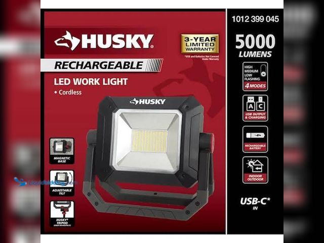 Lot 49-3616970 - Husky 5000 Lumens LED Rechargeable Work Light - used , includes charger SKU # 1012399045