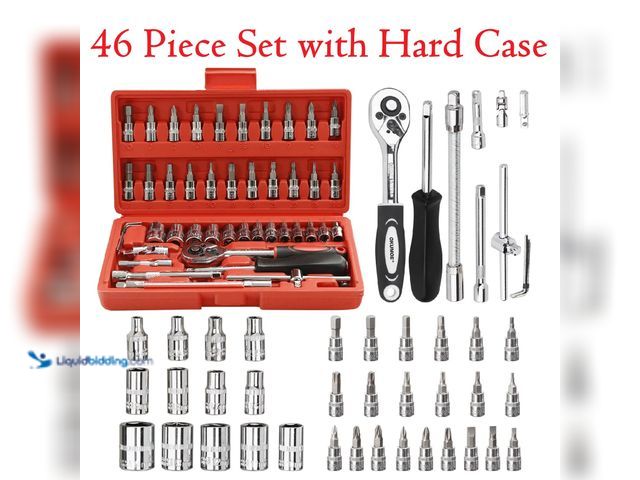 Lot 49-3435021 - Metric 1/4" Rachet/Socket 46 Piece Set with Hard Case - NEW - Includes 21pc-BIT SOCKETS:  SL4,5.5,7 ...