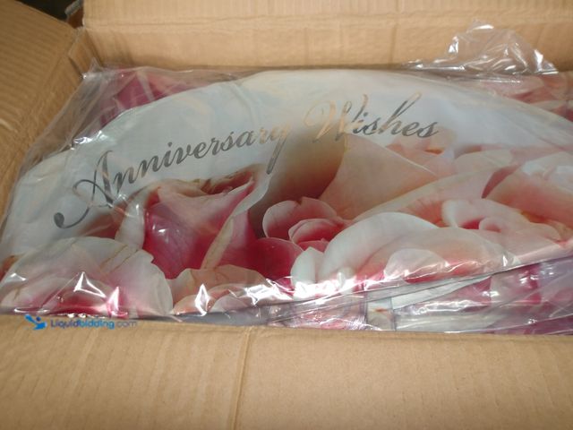 Lot 49-1513917 - Approx 500, Mylar Anniversary ballons, White with Red/ Pink Roses Circle Shape, Unused   Ref#4G-0703