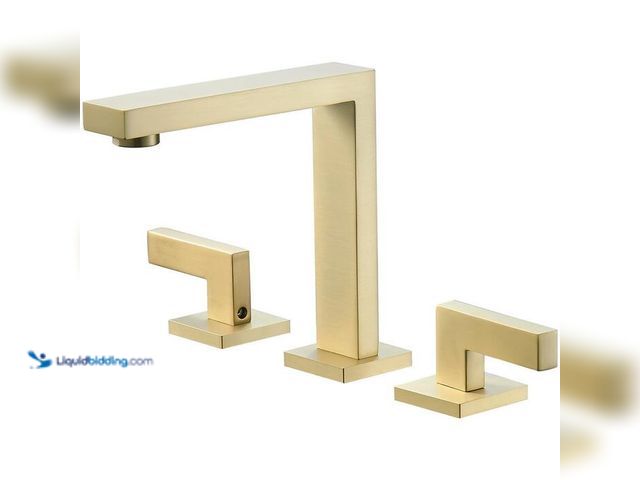 Lot 49-1517296 - BWE 8in. Widespread Double handle bathroom faucet in brushed gold  Internet # 319012731
Model # A-9...