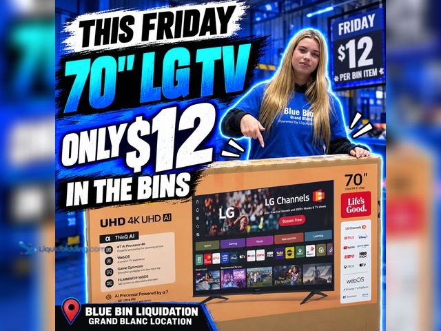 Lot 49-4654654654654 - 70" LG TV for $12 THIS FRIDAY IN THE BINS!