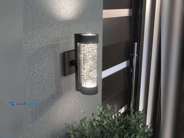 Lot 49-5581488 - Home Decorators Collection Ansel 11.3 in. Black Modern Bubble Glass Integrated LED Hardwired Garage ...